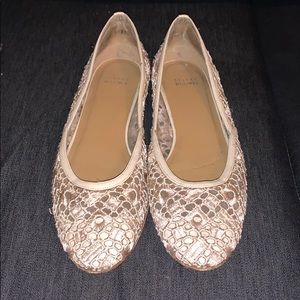Stuart Weitzman champagne crochet flats sz 11